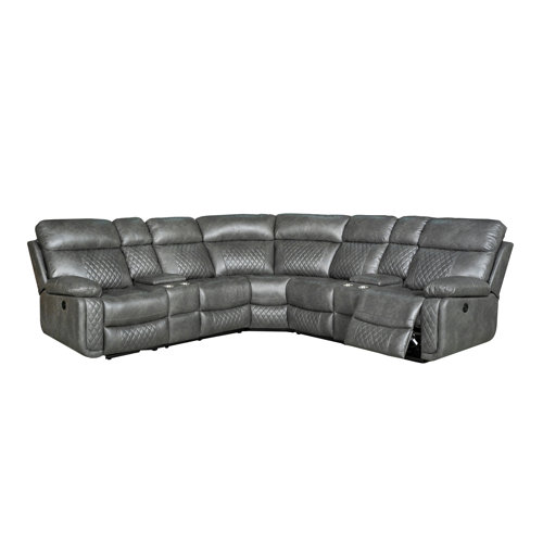 Red Barrel Studio® Faux Leather Power Reclining Sectional & Reviews Wayfair